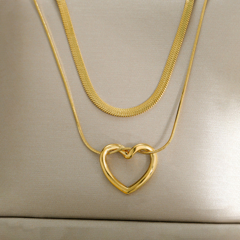 Gold-Plated Anti Tarnish Heart Themed Layered Necklace