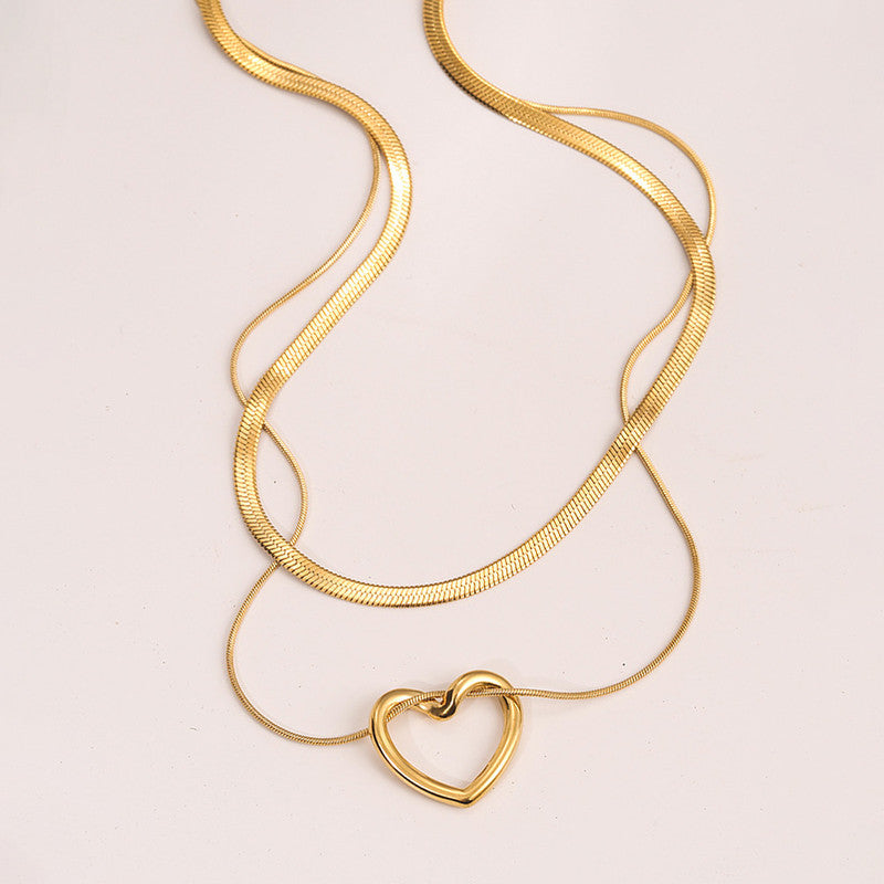 Gold-Plated Anti Tarnish Heart Themed Layered Necklace