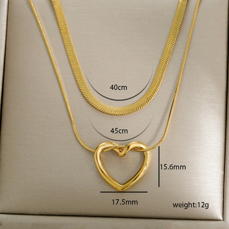 Gold-Plated Anti Tarnish Heart Themed Layered Necklace