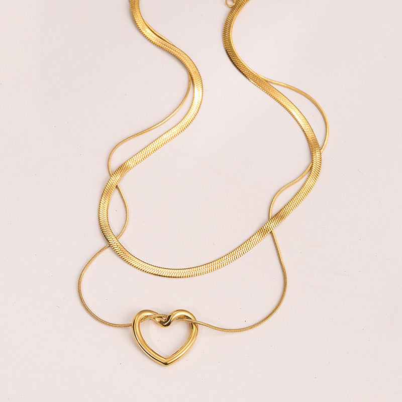 Gold-Plated Anti Tarnish Heart Themed Layered Necklace