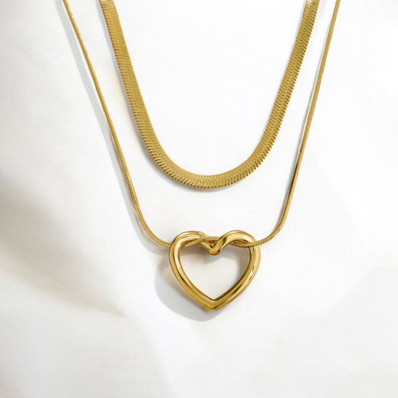 Gold-Plated Anti Tarnish Heart Themed Layered Necklace