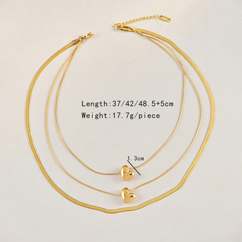 Gold-Plated Anti Tarnish Heart Themed Layered Necklace