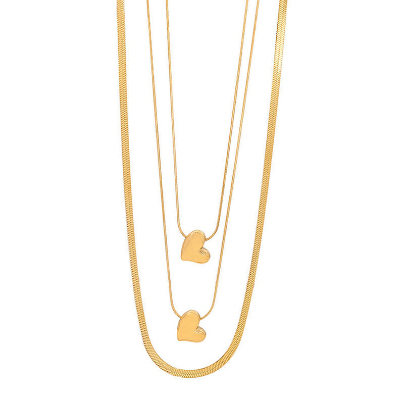 Gold-Plated Anti Tarnish Heart Themed Layered Necklace