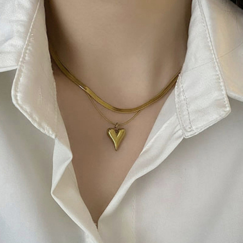 Gold-Plated Anti Tarnish Heart Themed Layered Necklace