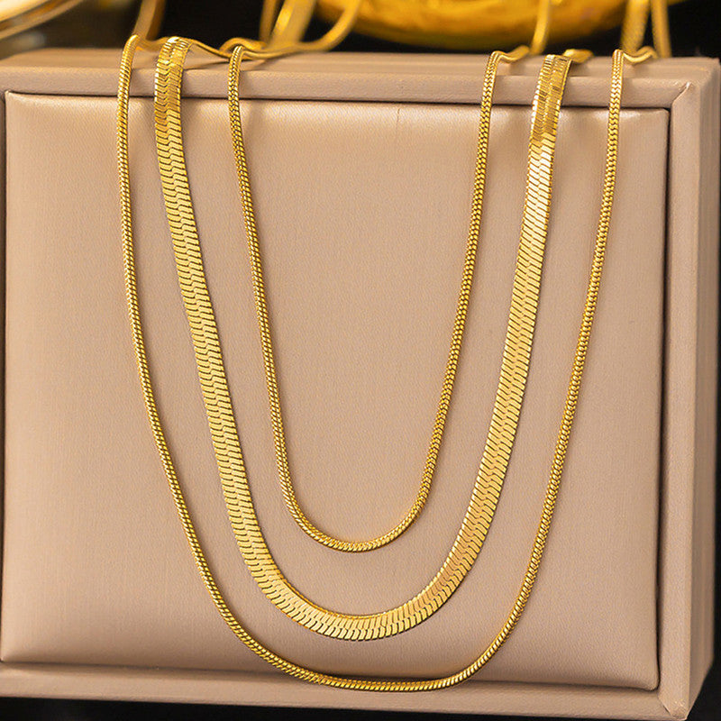 Gold-Plated Anti Tarnish Chain Layered Necklace