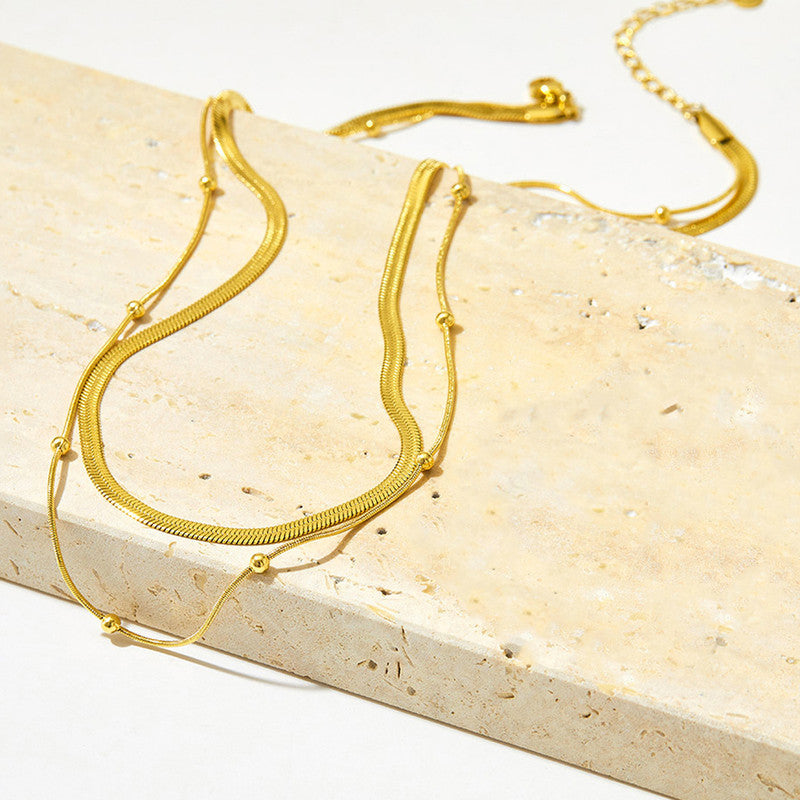 Gold-Plated Anti Tarnish Chain Layered Necklace