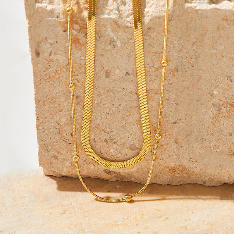 Gold-Plated Anti Tarnish Chain Layered Necklace