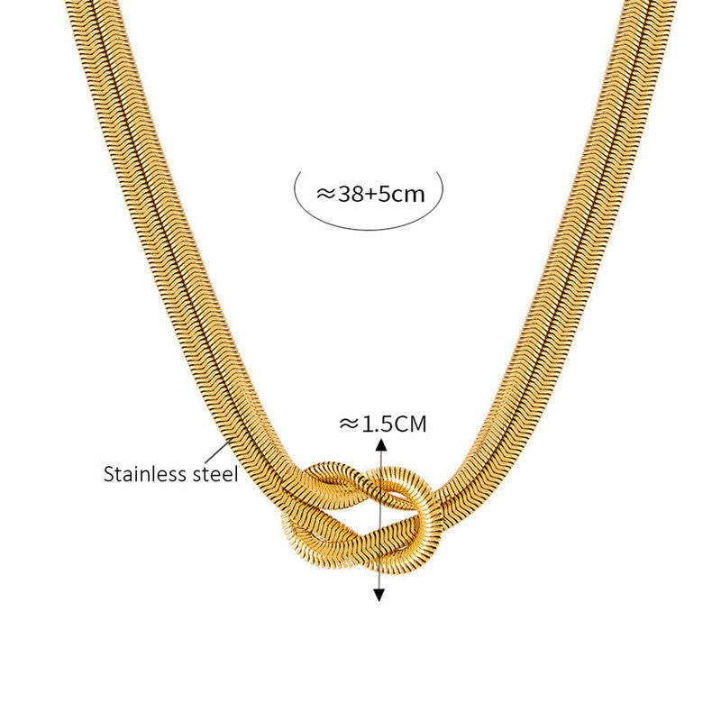 Gold-Plated Anti Tarnish Knotted Chain Layered Necklace