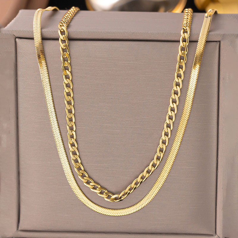 Gold-Plated Anti Tarnish Chain Layered Necklace