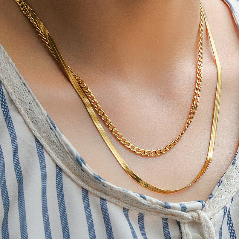 Gold-Plated Anti Tarnish Chain Layered Necklace