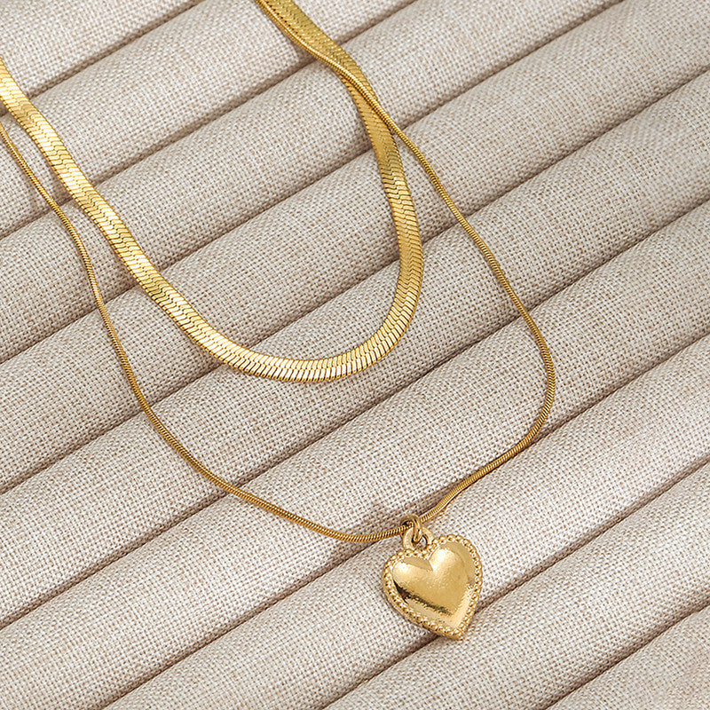 Gold-Plated Anti Tarnish Heart Themed Layered Necklace