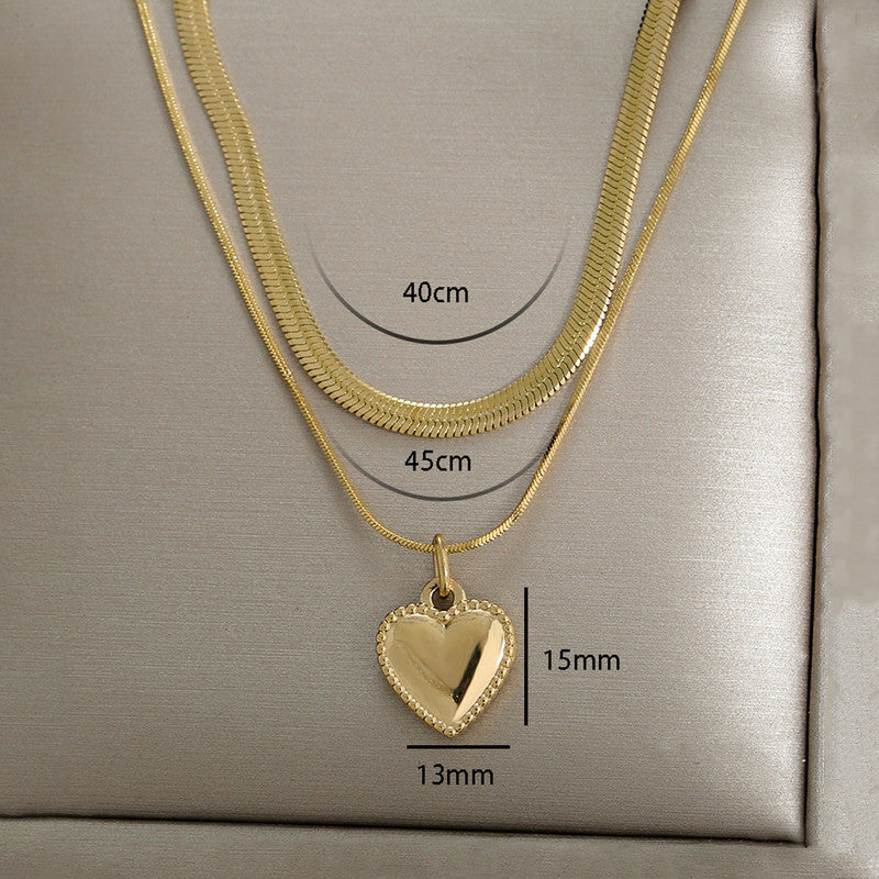 Gold-Plated Anti Tarnish Heart Themed Layered Necklace