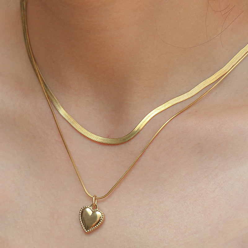 Gold-Plated Anti Tarnish Heart Themed Layered Necklace