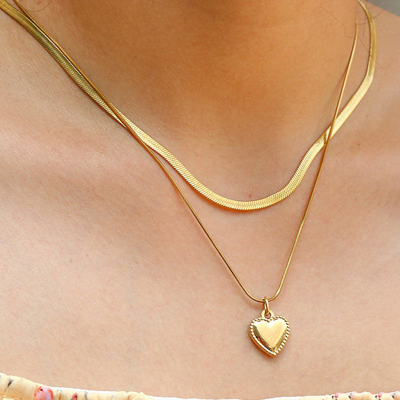 Gold-Plated Anti Tarnish Heart Themed Layered Necklace