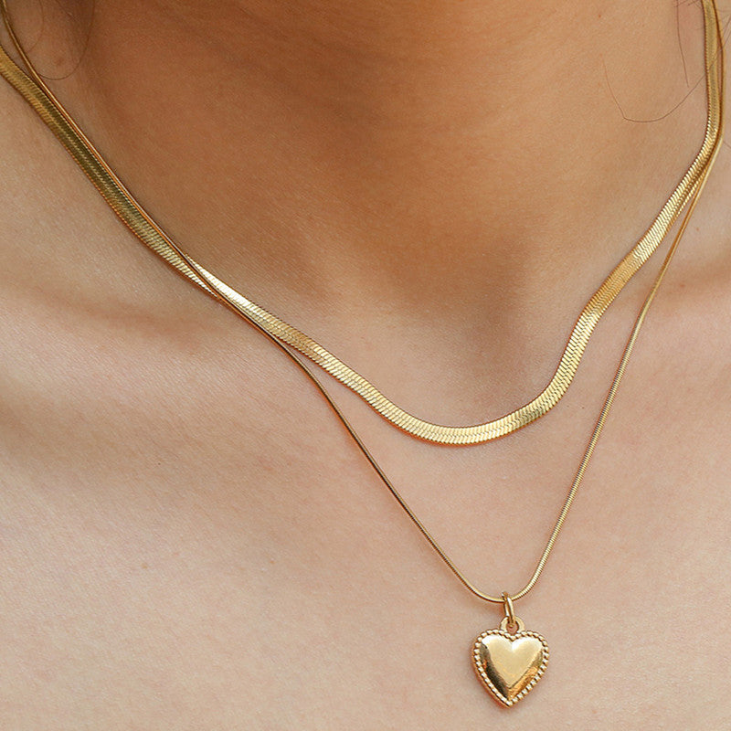 Gold-Plated Anti Tarnish Heart Themed Layered Necklace