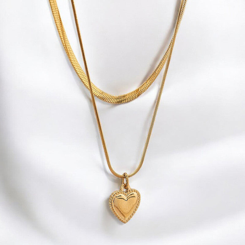 Gold-Plated Anti Tarnish Heart Themed Layered Necklace