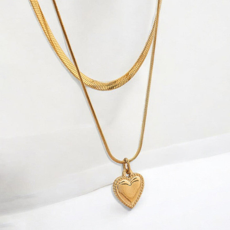 Gold-Plated Anti Tarnish Heart Themed Layered Necklace