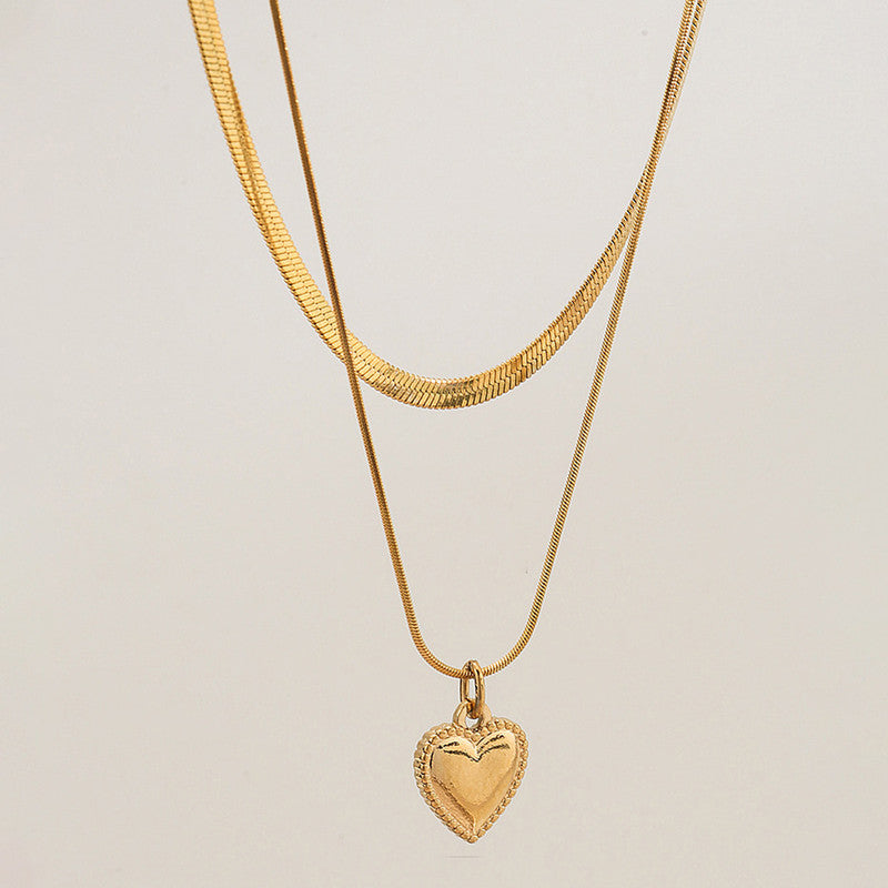 Gold-Plated Anti Tarnish Heart Themed Layered Necklace