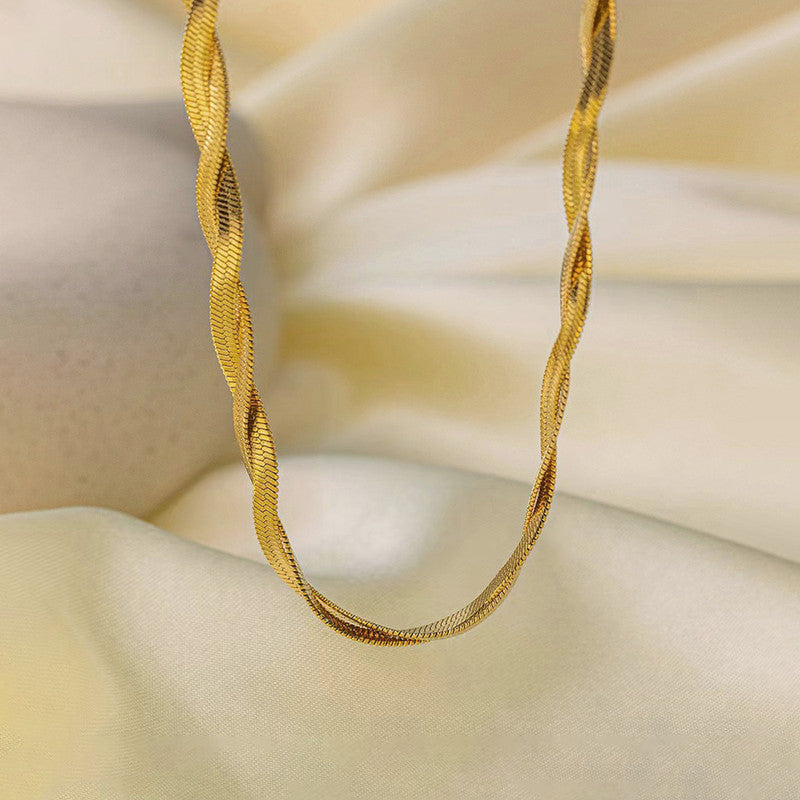 Gold-Plated Anti Tarnish Thick Snake Chain Dual Strand Necklace