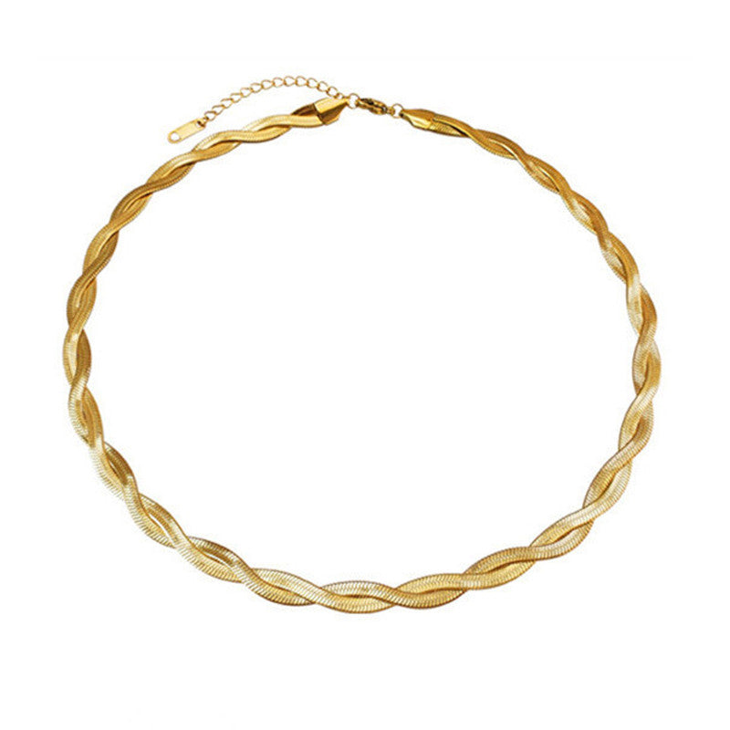 Gold-Plated Anti Tarnish Thick Snake Chain Dual Strand Necklace