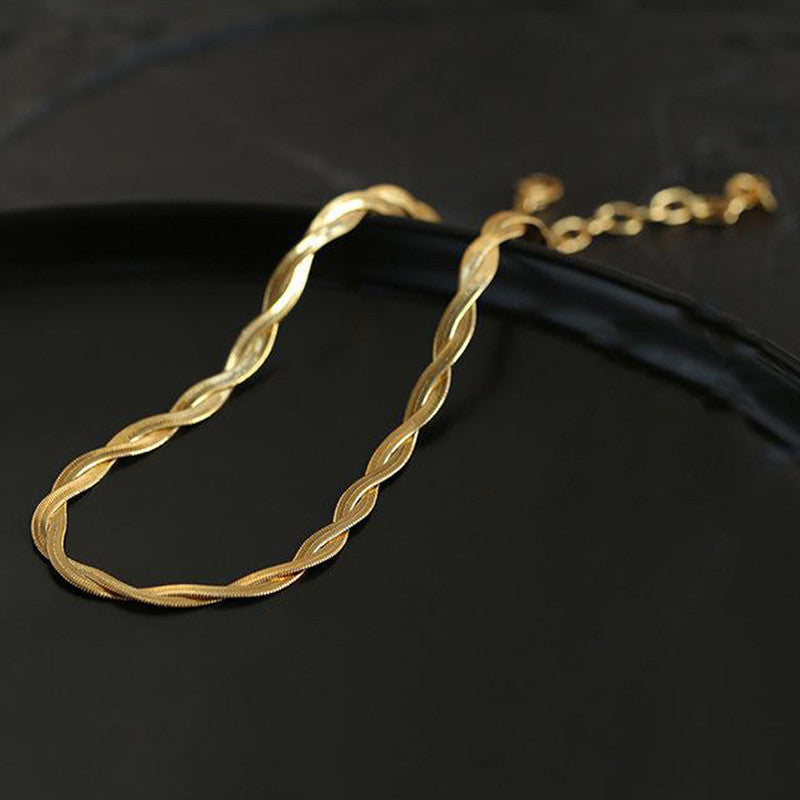 Gold-Plated Anti Tarnish Thick Snake Chain Dual Strand Necklace