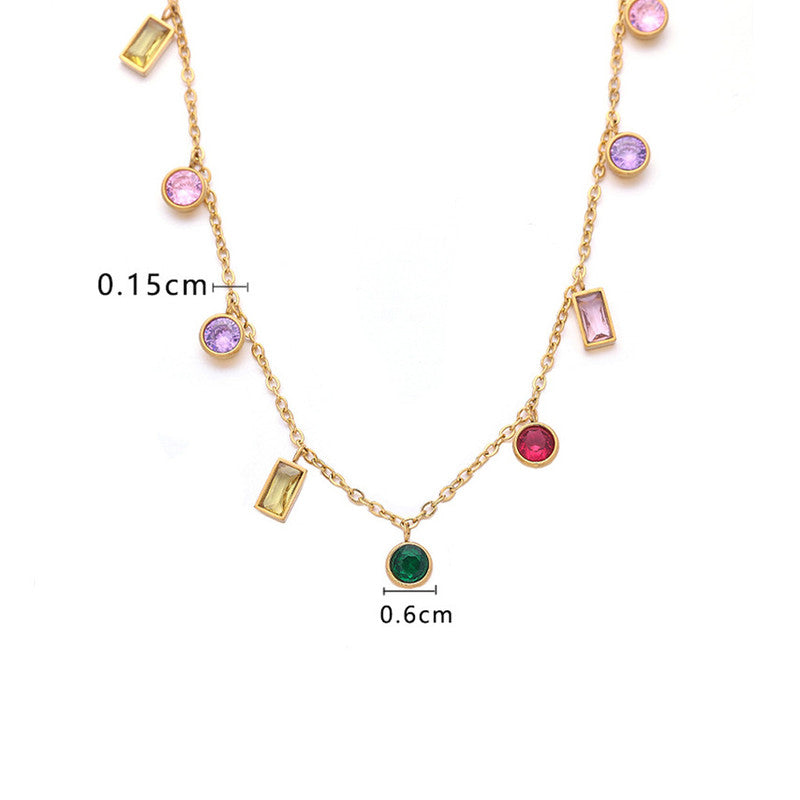 Gold Plated Anti Tarnish Multicolour Geometrical Necklace