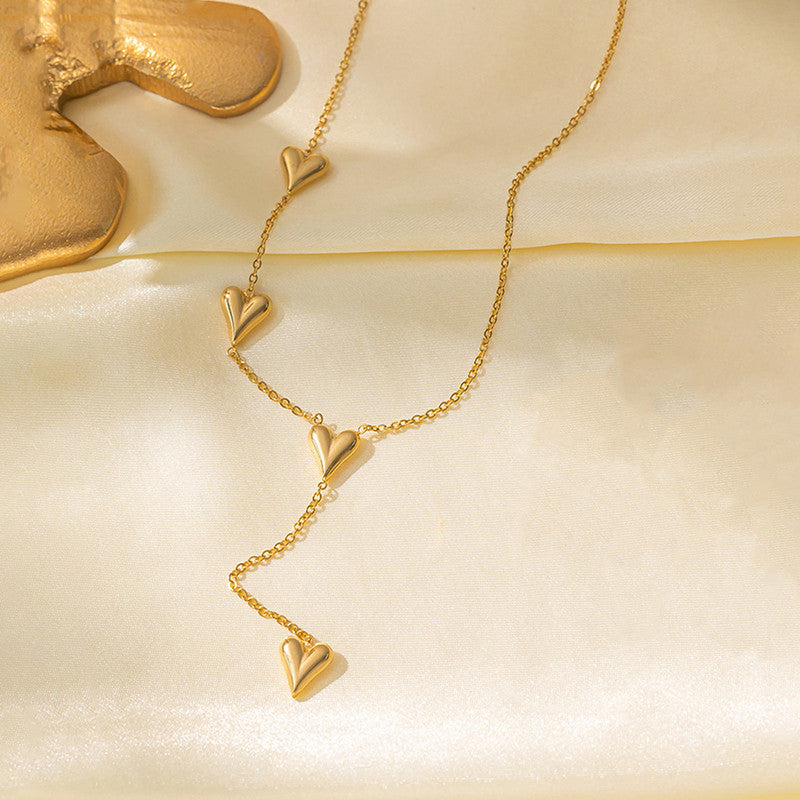 Gold-Plated Anti Tarnish Heart Themed Long Necklace