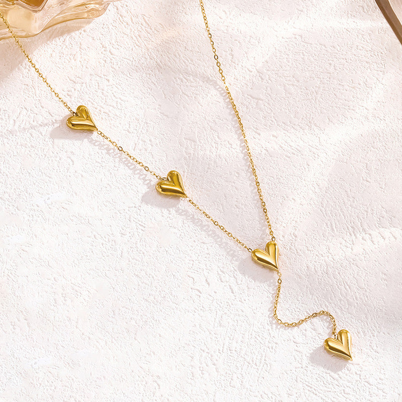 Gold-Plated Anti Tarnish Heart Themed Long Necklace