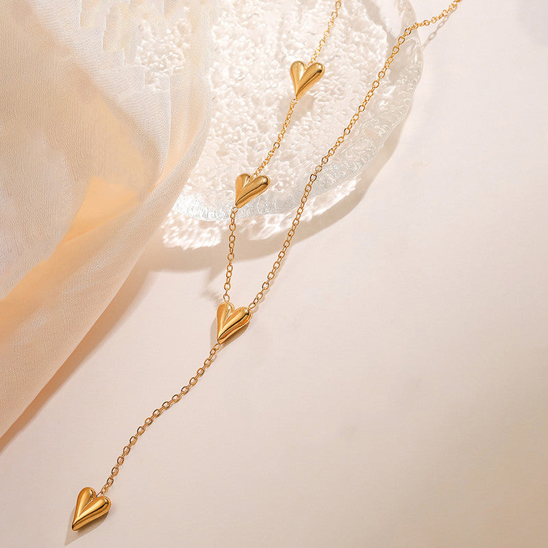 Gold-Plated Anti Tarnish Heart Themed Long Necklace