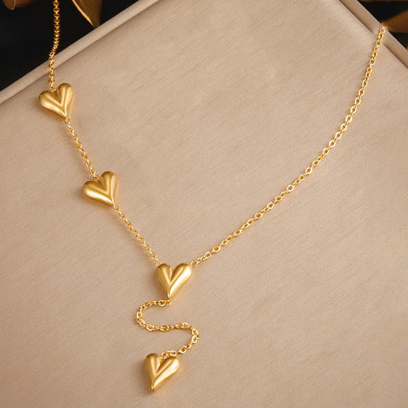 Gold-Plated Anti Tarnish Heart Themed Long Necklace