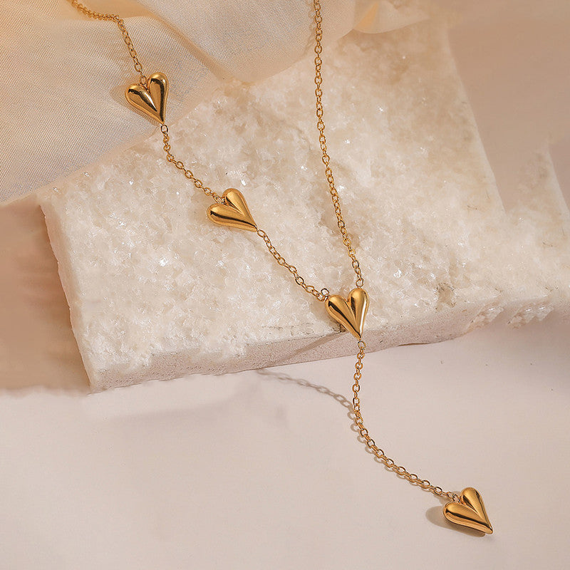 Gold-Plated Anti Tarnish Heart Themed Long Necklace