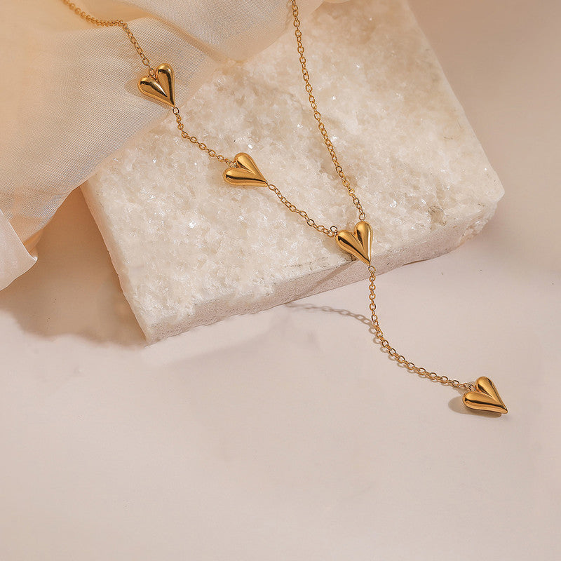 Gold-Plated Anti Tarnish Heart Themed Long Necklace