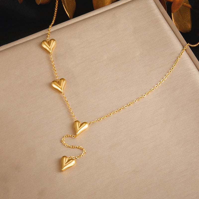 Gold-Plated Anti Tarnish Heart Themed Long Necklace