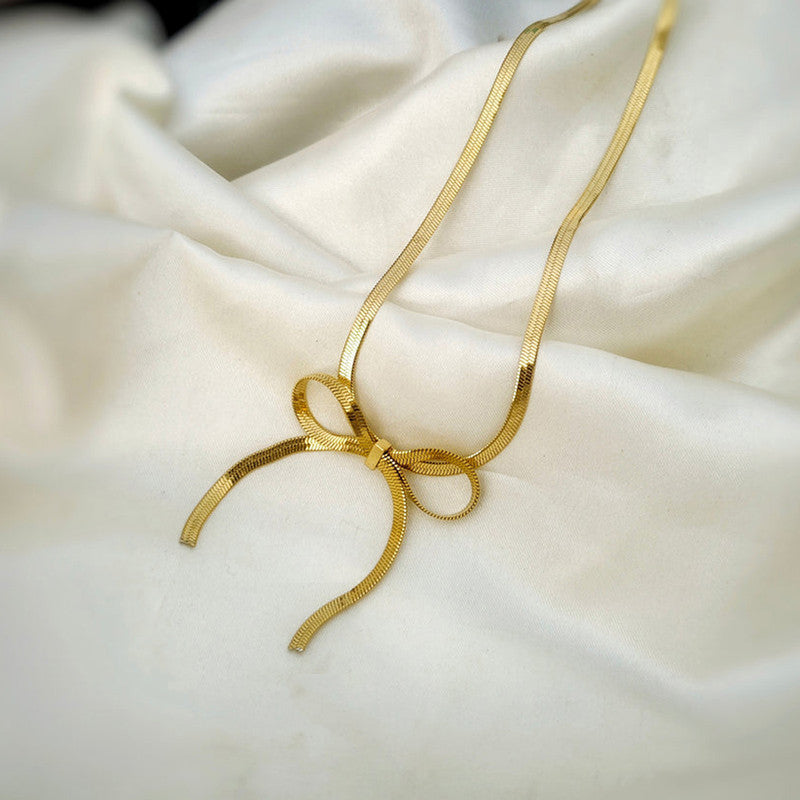 Gold-Plated Anti Tarnish Infinity Bow Choker Necklace