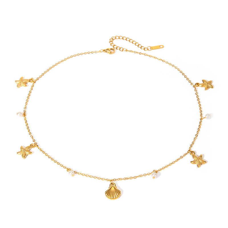 Gold Plated Anti Tarnish Stainless Steel Star Fish Themed Necklace