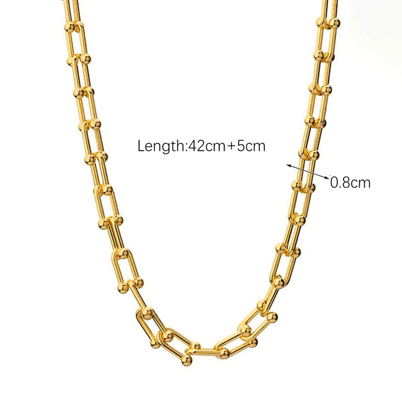 Gold Plated Anti Tarnish Stainless Steel Rope Themed Contemporary Necklace (Thick Chain)