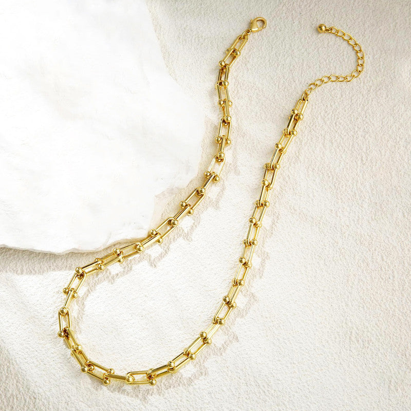 Gold Plated Anti Tarnish Stainless Steel Rope Themed Contemporary Necklace (Thin Chain)
