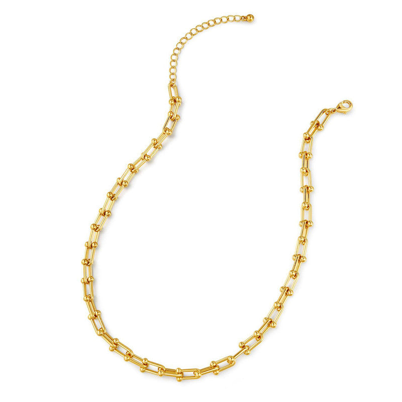 Gold Plated Anti Tarnish Stainless Steel Rope Themed Contemporary Necklace (Thin Chain)