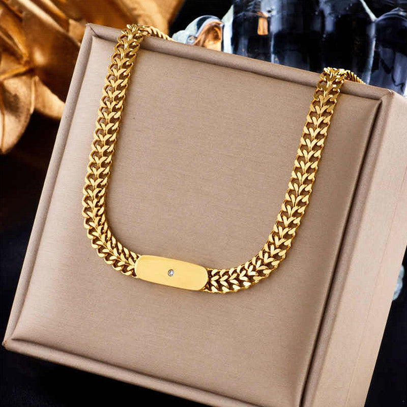 Gold Plated Stainless Steel Anti Tarnish Geometric Necklace