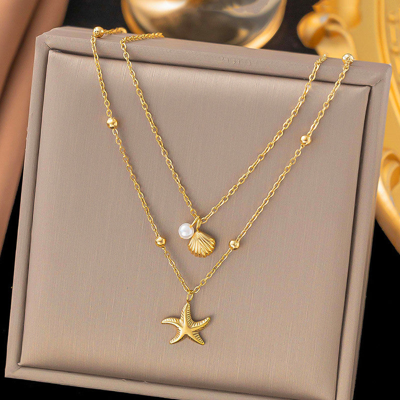 Gold Plated Anti Tarnish Stainless Steel Star Themed Necklace