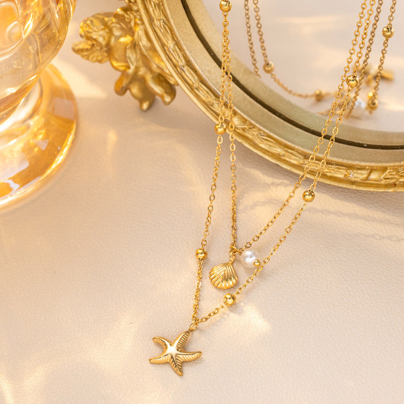 Gold Plated Anti Tarnish Stainless Steel Star Themed Necklace