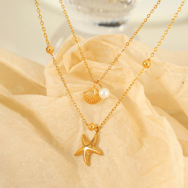 Gold Plated Anti Tarnish Stainless Steel Star Themed Necklace