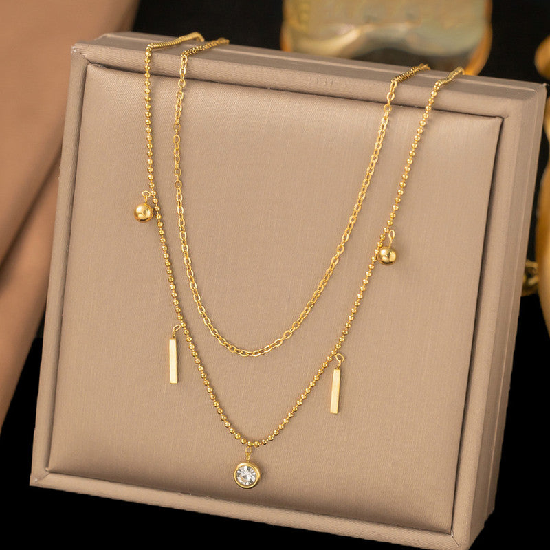 Gold Plated Anti Tarnish Stainless Steel Geometrical Necklace