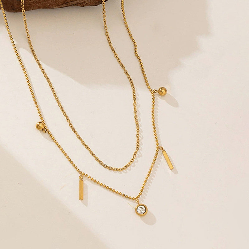Gold Plated Anti Tarnish Stainless Steel Geometrical Necklace