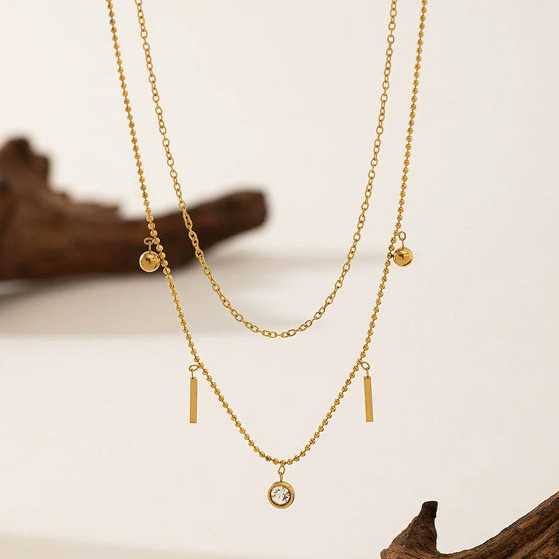 Gold Plated Anti Tarnish Stainless Steel Geometrical Necklace