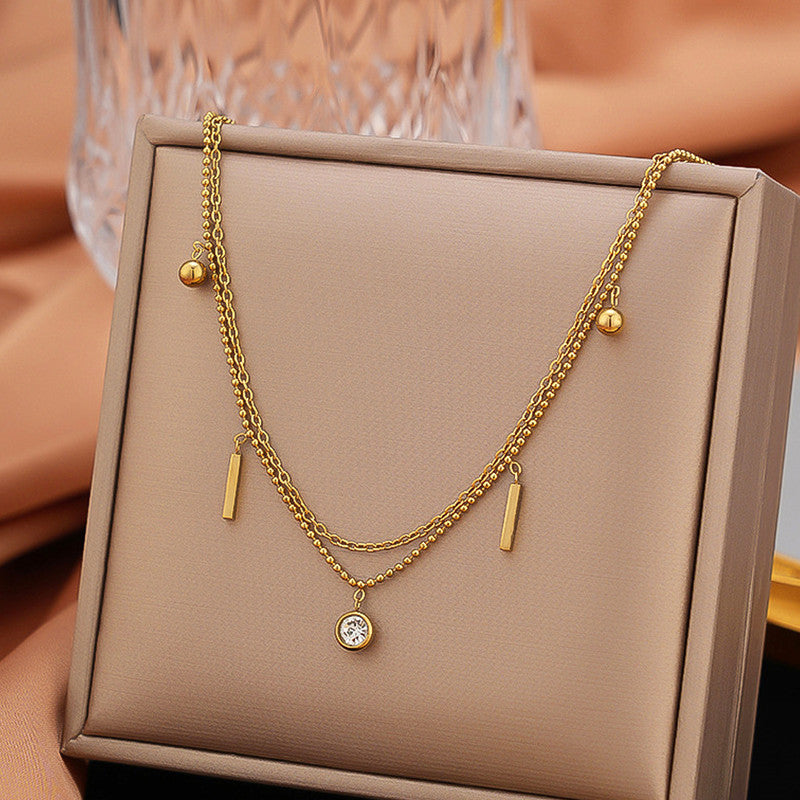 Gold Plated Anti Tarnish Stainless Steel Geometrical Necklace