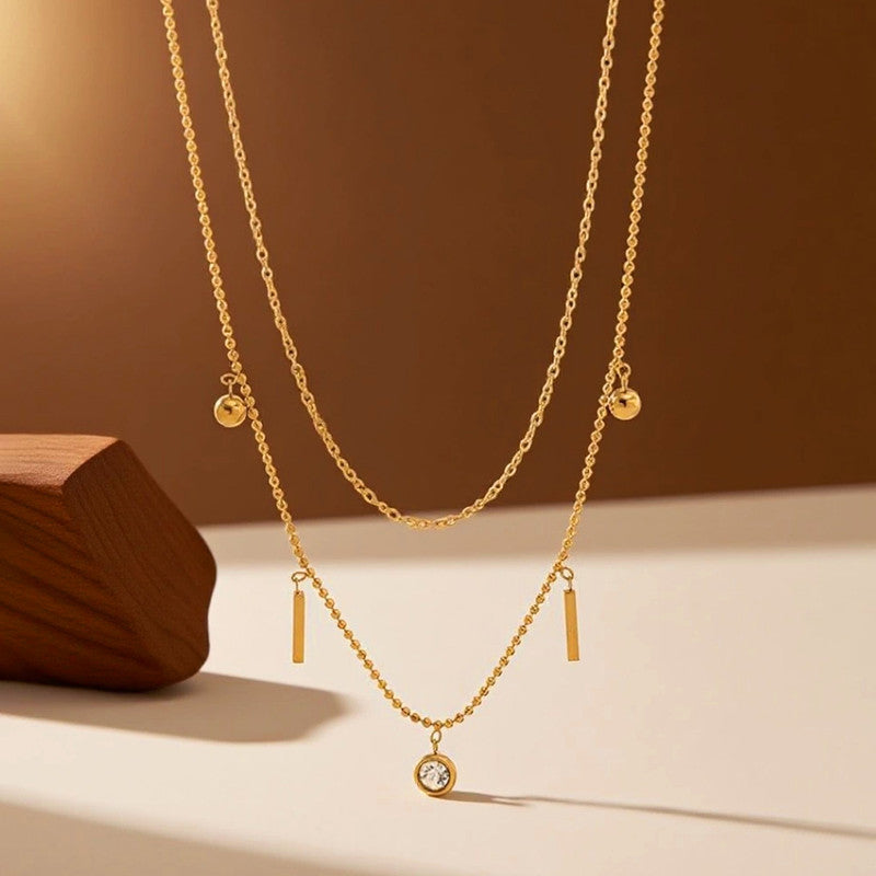 Gold Plated Anti Tarnish Stainless Steel Geometrical Necklace