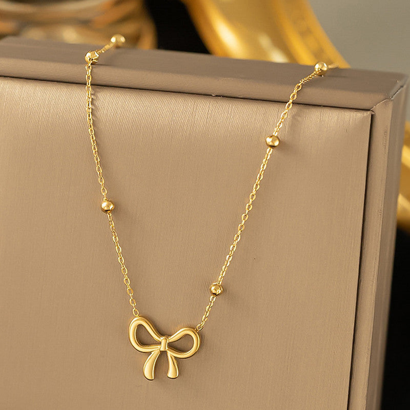 Gold-Plated Anti Tarnish Infinity Bow Pendant