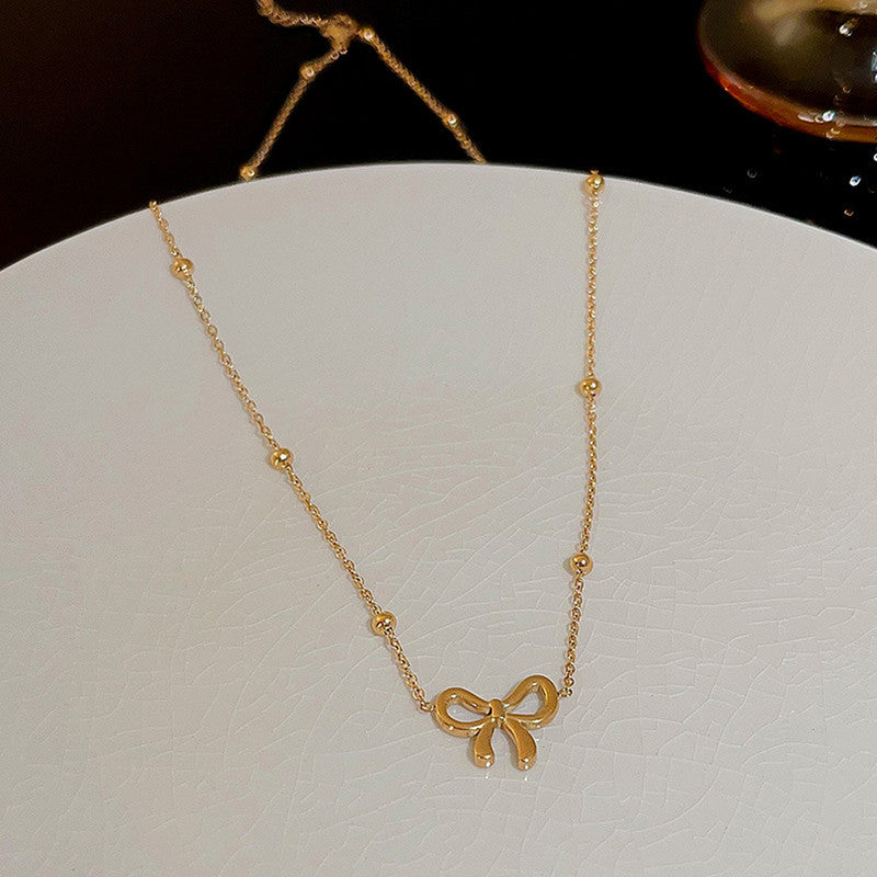 Gold-Plated Anti Tarnish Infinity Bow Pendant