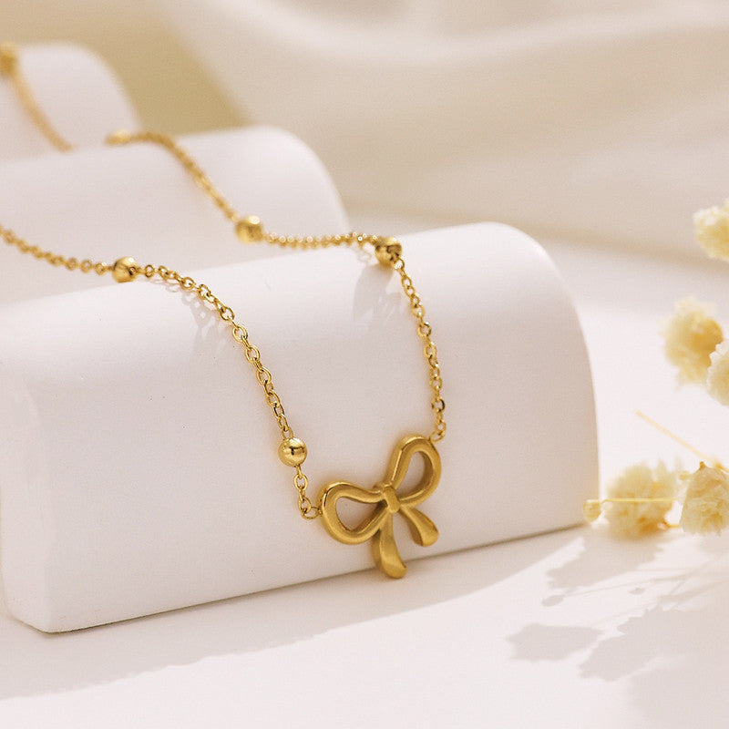 Gold-Plated Anti Tarnish Infinity Bow Pendant